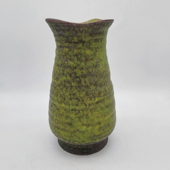 Royal Haeger 1970s Modern Deco Art Pottery Lime Peel Green Lava Glaze Vase 4207 - Picture 2 of 5